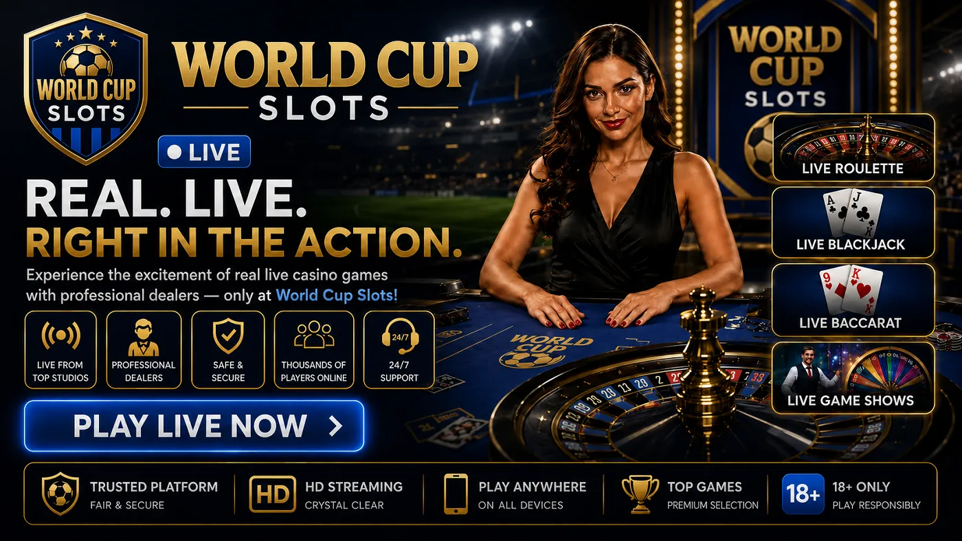 World Cup Slots official live casino with dealer games and football-themed entertainment